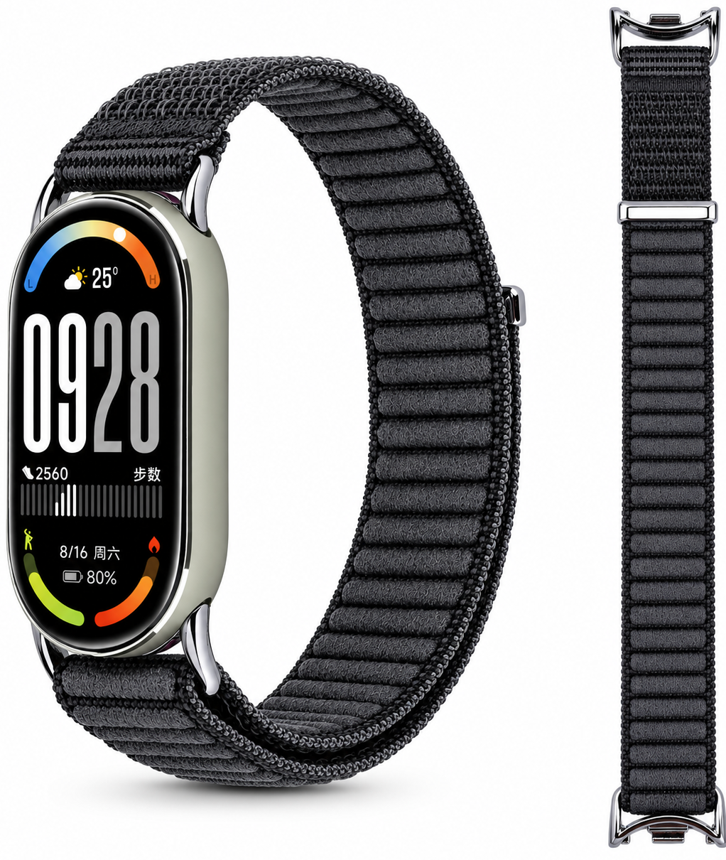 Ремешок тканевый MRK Nylon для Xiaomi Mi Band 8/9/10 с металическим креплением и застежкой на липучке Charcoal Gray Ремешок тканевый MRK Nylon для Xiaomi Mi Band 8/9/10 с металическим креплением и застежкой на липучке Charcoal Gray