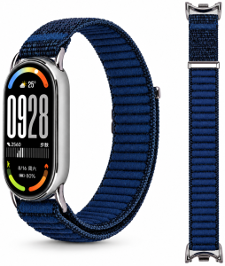 Ремешок тканевый MRK Nylon для Xiaomi Mi Band 8/9/10 с металическим креплением и застежкой на липучке Midnight Blue
