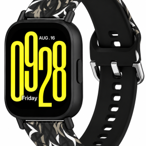 Ремешок силиконовый MRK для смарт-часов Redmi Watch 5 Active / Redmi Watch 5 Lite 22 мм с металической застежкой Black Print