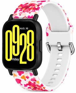Ремешок силиконовый MRK для смарт-часов Redmi Watch 5 Active / Redmi Watch 5 Lite 22 мм с металической застежкой Light Pink Hearts