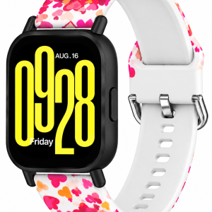 Ремешок силиконовый MRK для смарт-часов Redmi Watch 5 Active / Redmi Watch 5 Lite 22 мм с металической застежкой Light Pink Hearts