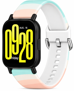Ремешок силиконовый MRK для смарт-часов Redmi Watch 5 Active / Redmi Watch 5 Lite 22 мм с металической застежкой Light Pink and Light Blue
