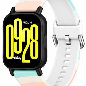 Ремешок силиконовый MRK для смарт-часов Redmi Watch 5 Active / Redmi Watch 5 Lite 22 мм с металической застежкой Light Pink and Light Blue