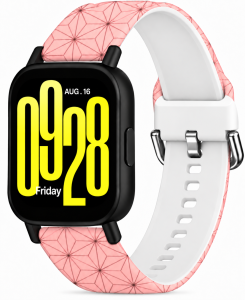 Ремешок силиконовый MRK для смарт-часов Redmi Watch 5 Active / Redmi Watch 5 Lite 22 мм с металической застежкой Pink Geometry