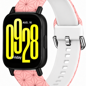 Ремешок силиконовый MRK для смарт-часов Redmi Watch 5 Active / Redmi Watch 5 Lite 22 мм с металической застежкой Pink Geometry