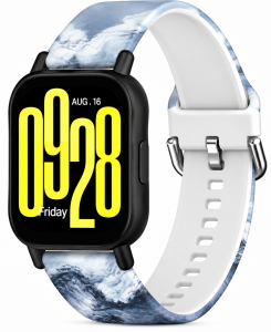 Ремешок силиконовый MRK для смарт-часов Redmi Watch 5 Active / Redmi Watch 5 Lite 22 мм с металической застежкой Dark Blue and White
