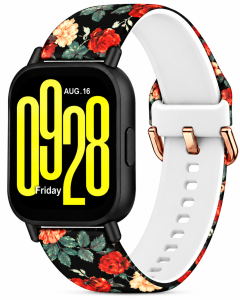 Ремешок силиконовый MRK для смарт-часов Redmi Watch 5 Active / Redmi Watch 5 Lite 22 мм с металической застежкой Black Roses