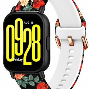 Ремешок силиконовый MRK для смарт-часов Redmi Watch 5 Active / Redmi Watch 5 Lite 22 мм с металической застежкой Black Roses