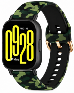 Ремешок силиконовый MRK для смарт-часов Redmi Watch 5 Active / Redmi Watch 5 Lite 22 мм с металической застежкой Dark Green Camouflage