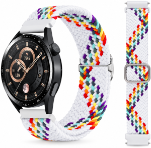 Ремешок тканевый Braided Loop для смарт-часов Redmi Watch 5 Active / Redmi Watch 5 Lite 22 мм с металлическим креплением White Rainbow