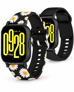 Комплект силиконовых ремешков MRK для смарт-часов Redmi Watch 5 Active / Redmi Watch 5 Lite 22 мм с металической застежкой Black Camomiles