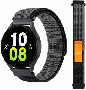 Ремешок тканевый Nylon Sport MRK для смарт-часов Redmi Watch 5 Active / Redmi Watch 5 Lite 22 мм с металлическим креплением Black Orange