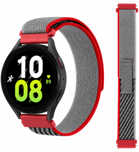 Ремешок тканевый Nylon Sport MRK для смарт-часов Redmi Watch 5 Active / Redmi Watch 5 Lite 22 мм с металлическим креплением Gray Red