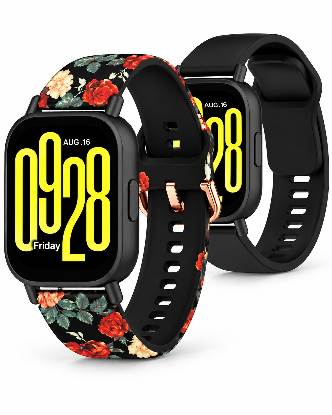 Комплект силиконовых ремешков MRK для смарт-часов Redmi Watch 5 Active / Redmi Watch 5 Lite 22 мм с металической застежкой Roses Black Комплект силиконовых ремешков MRK для смарт-часов Redmi Watch 5 Active / Redmi Watch 5 Lite 22 мм с металической застежкой Roses Black